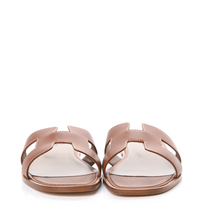 Hermes Box Calfskin Oran Sandals 39 Gold 2 of 8