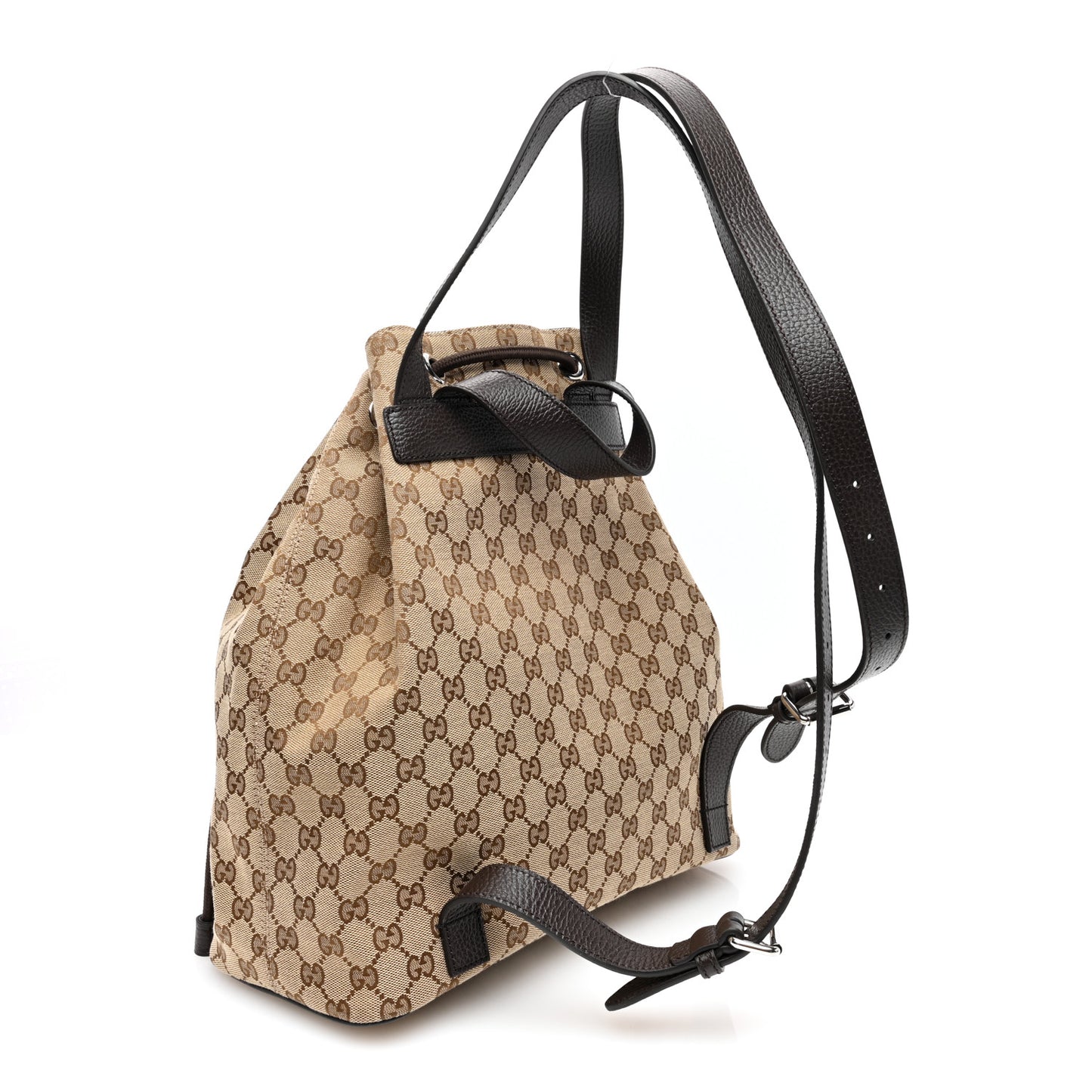 Monogram Dollar Calfskin O Drawstring Backpack Beige Ebony Testa di Moro Dark Chocolate