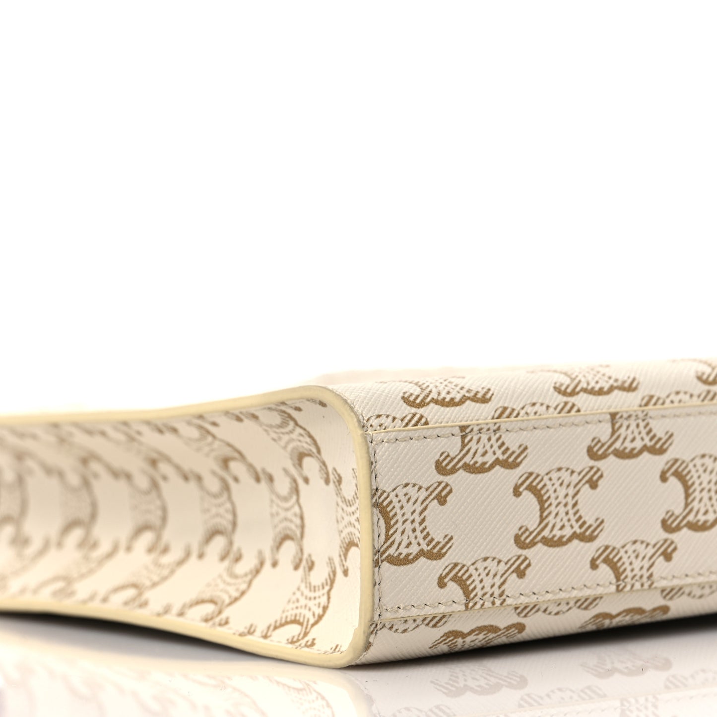 Triomphe Canvas Calfskin Mini Vertical Cabas White