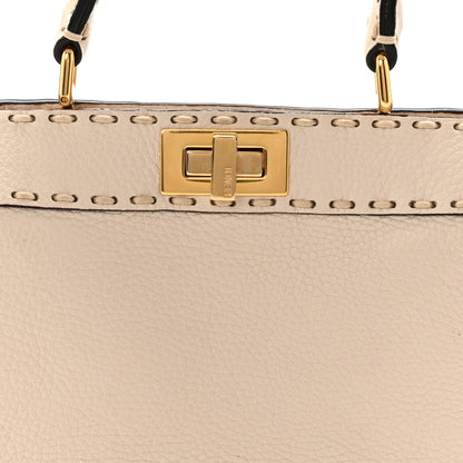 Fendi Cuoio Roma Sellerissima Nappa Sintetica Tape Stitch Small Peekaboo I SEE U Satchel Camelia 7 of 9