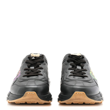 Gucci Calfskin Iridescent Logo Mens Rhyton Sneakers 9 Black 3 of 10