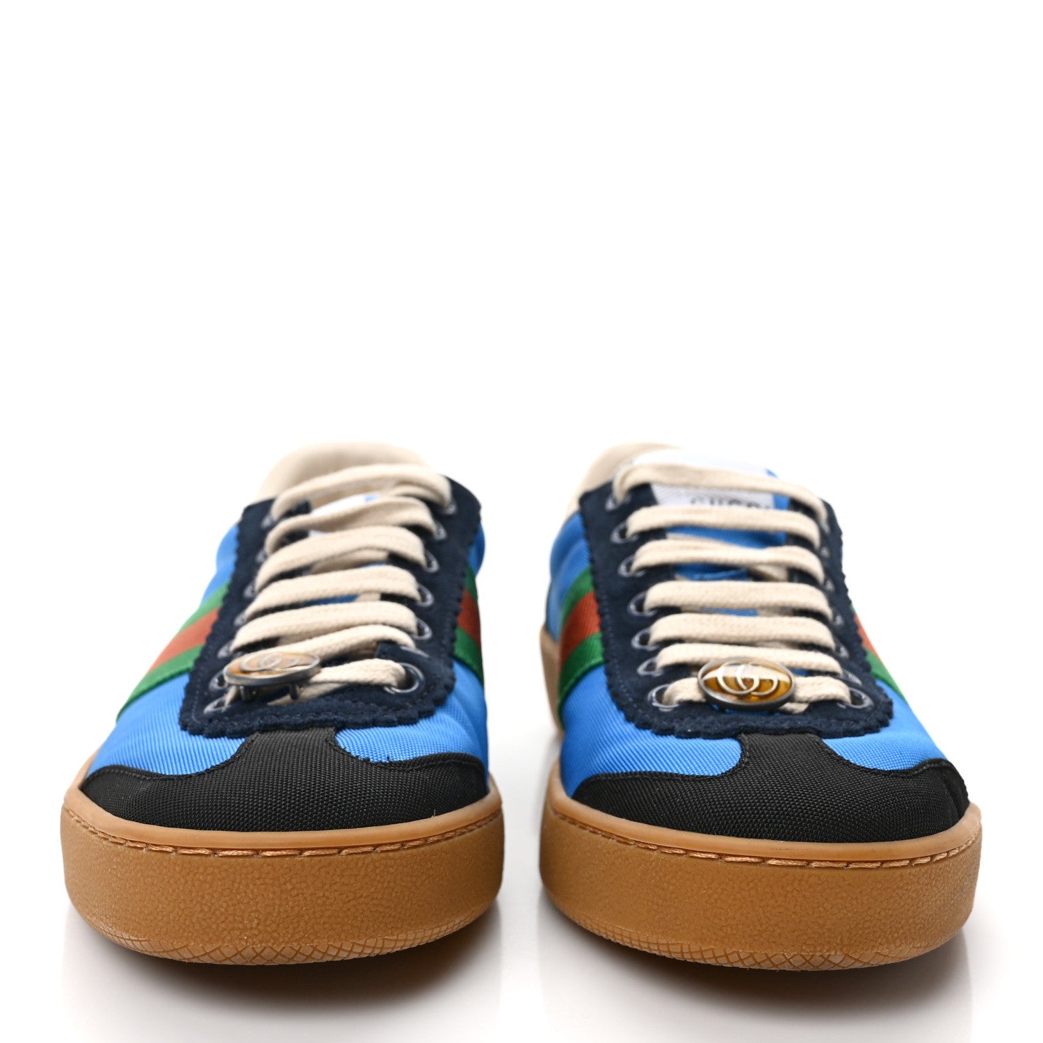 Gucci Nylon Suede Web Womens G74 Sneakers 37.5 Black Bright Splash 2 of 9