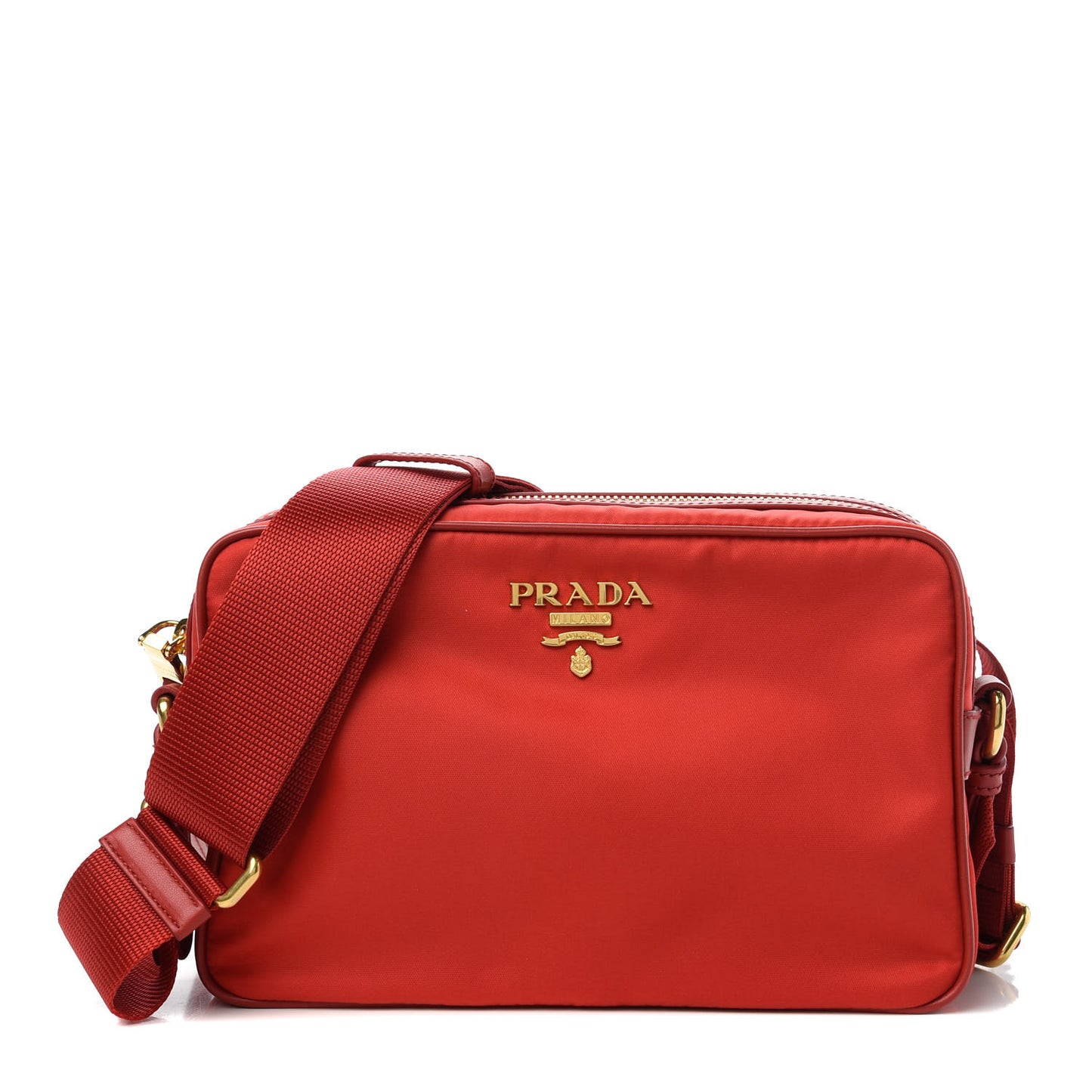 Tessuto Nylon Soft Calf Camera Bag Rosso