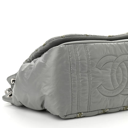 Chanel Nylon Quilted Tweed Stitch Bubble Accordion Flap Grey 9 of 10