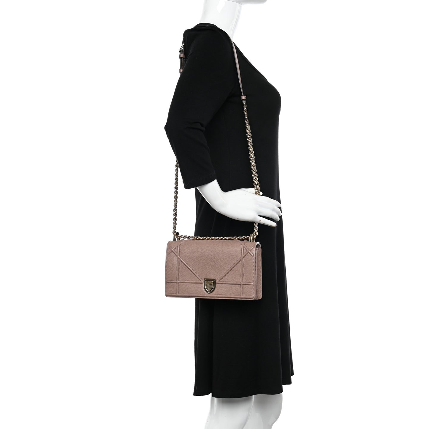Grained Calfskin Medium Diorama Flap Bag Nude