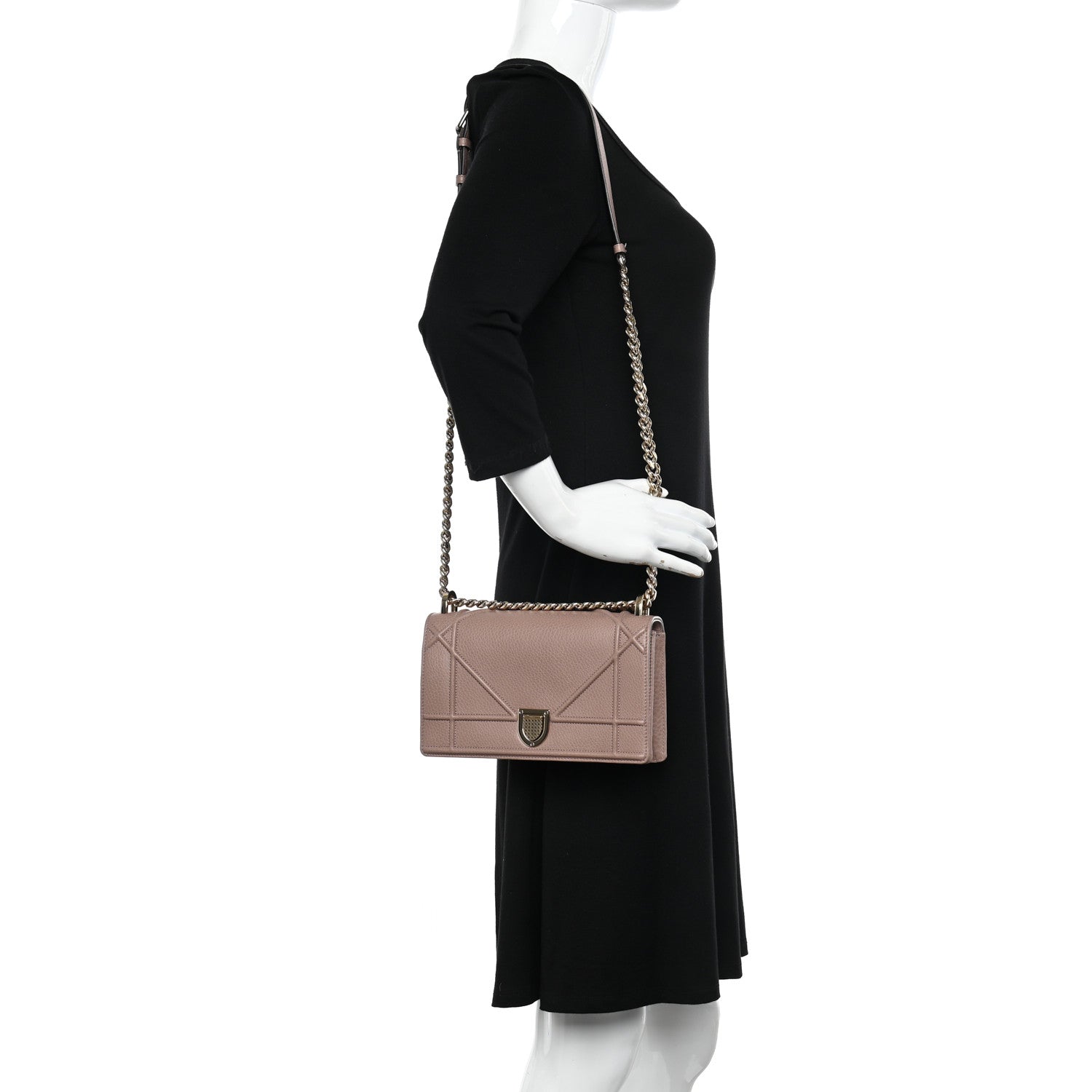 Christian Dior Grained Calfskin Medium Diorama Flap Bag Nude 2 of 11