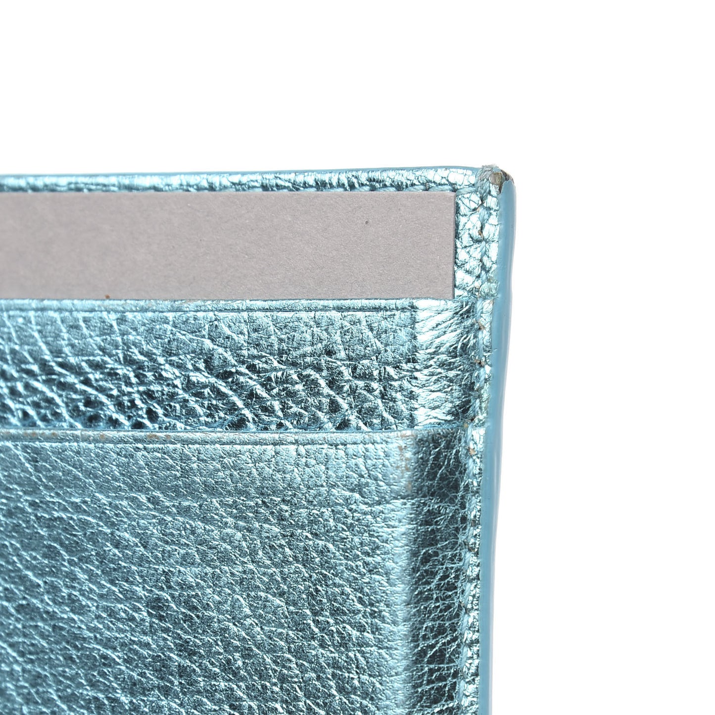 Metallic Goatskin Logo Everyday Multi Card Case Turquoise Black
