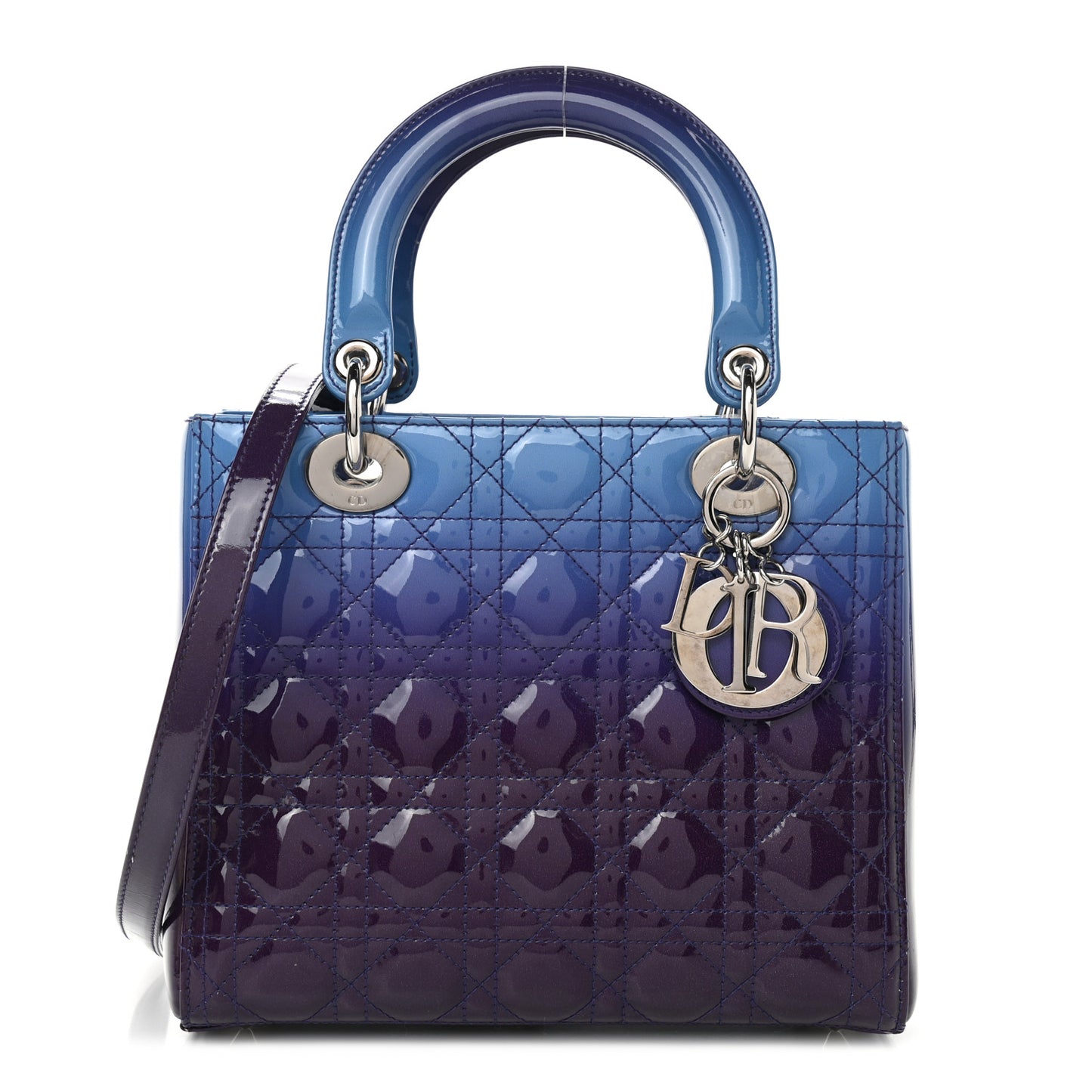 Patent Cannage Gradient Medium Lady Dior Purple Blue