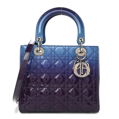 Christian Dior Patent Cannage Gradient Medium Lady Dior Purple Blue 1 of 10