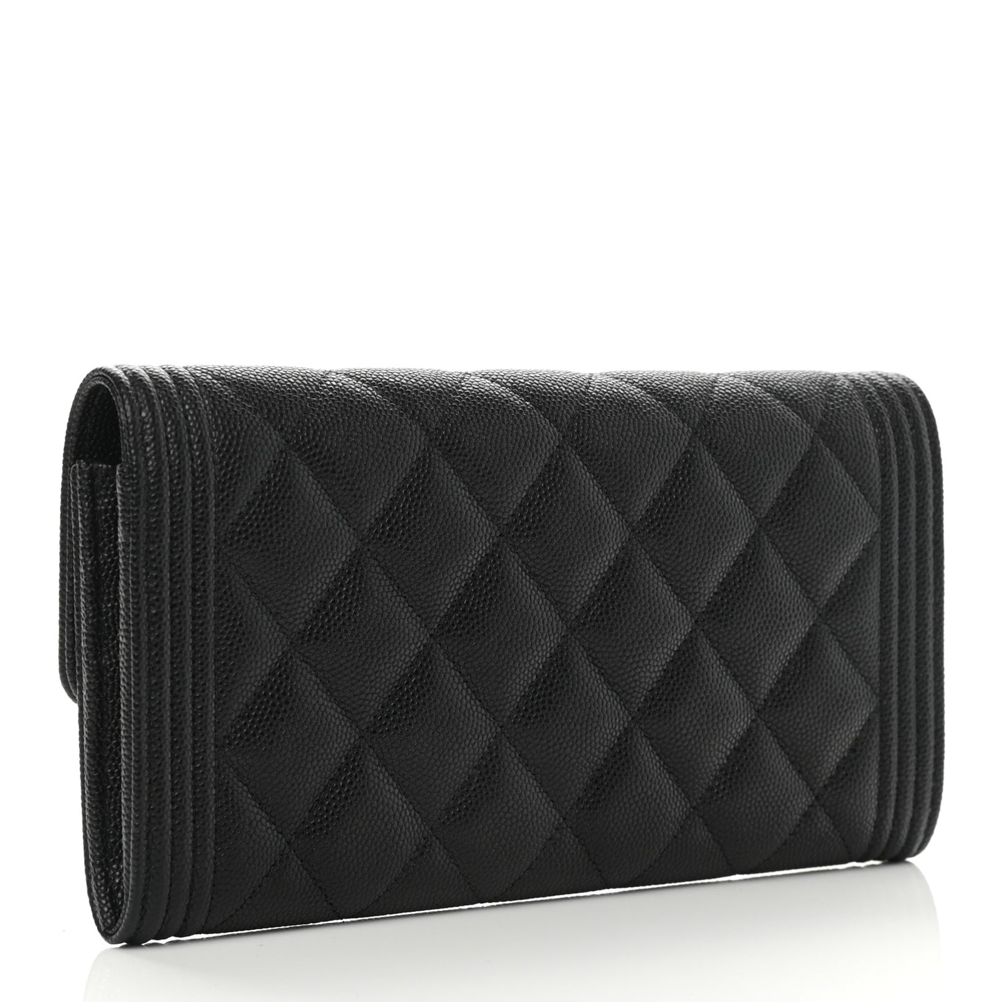Caviar Quilted Long Boy Flap Wallet Black