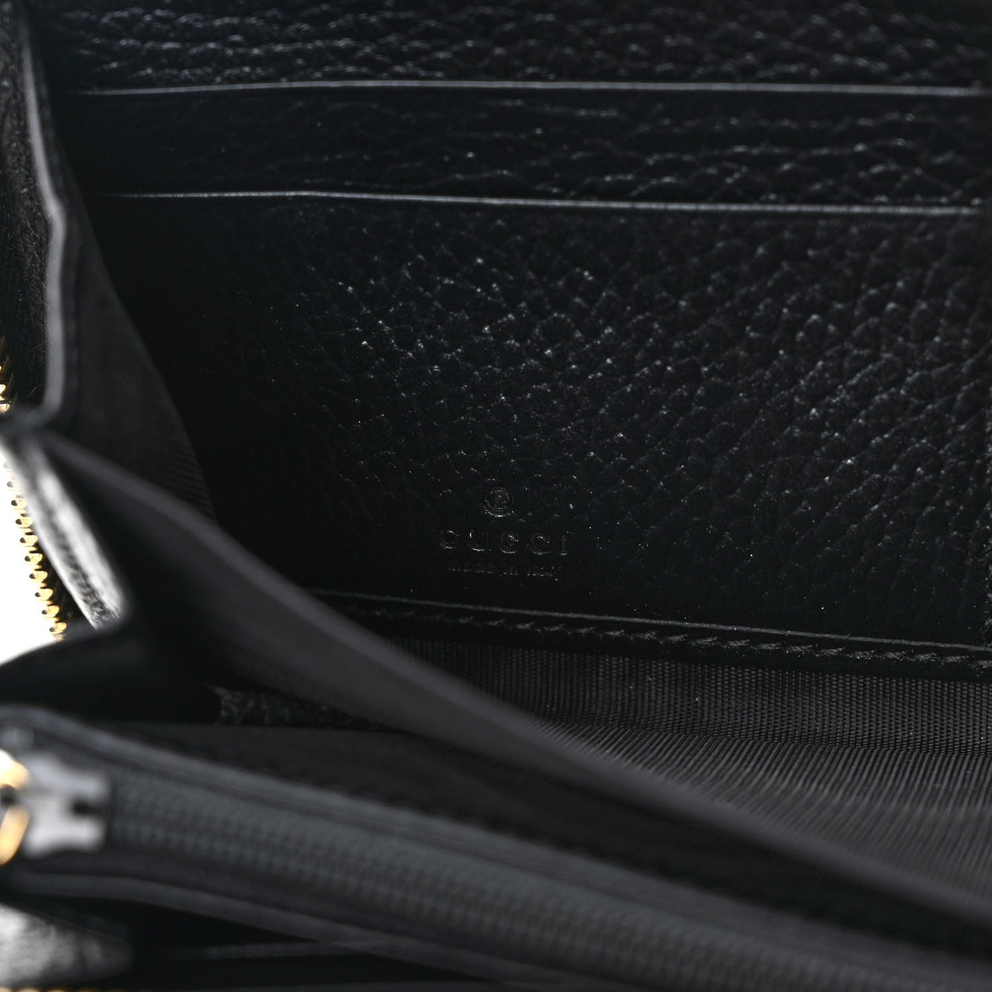 Dollar Calfskin GG Supreme Monogram GG Marmont Zip Around Wallet Black Beige Ebony