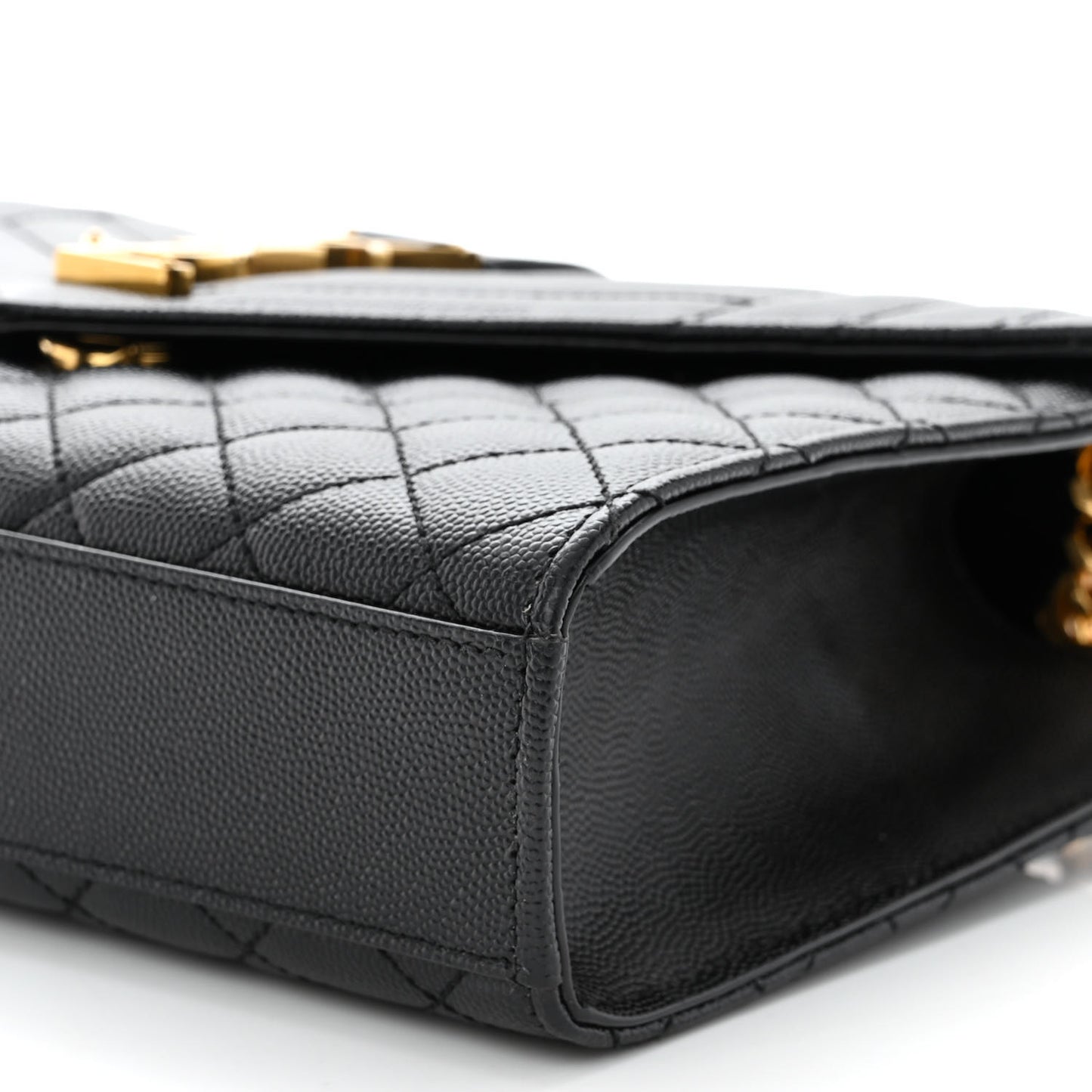 Grain De Poudre Textured Mixed Matelasse Triquilt Medium Monogram Satchel Black