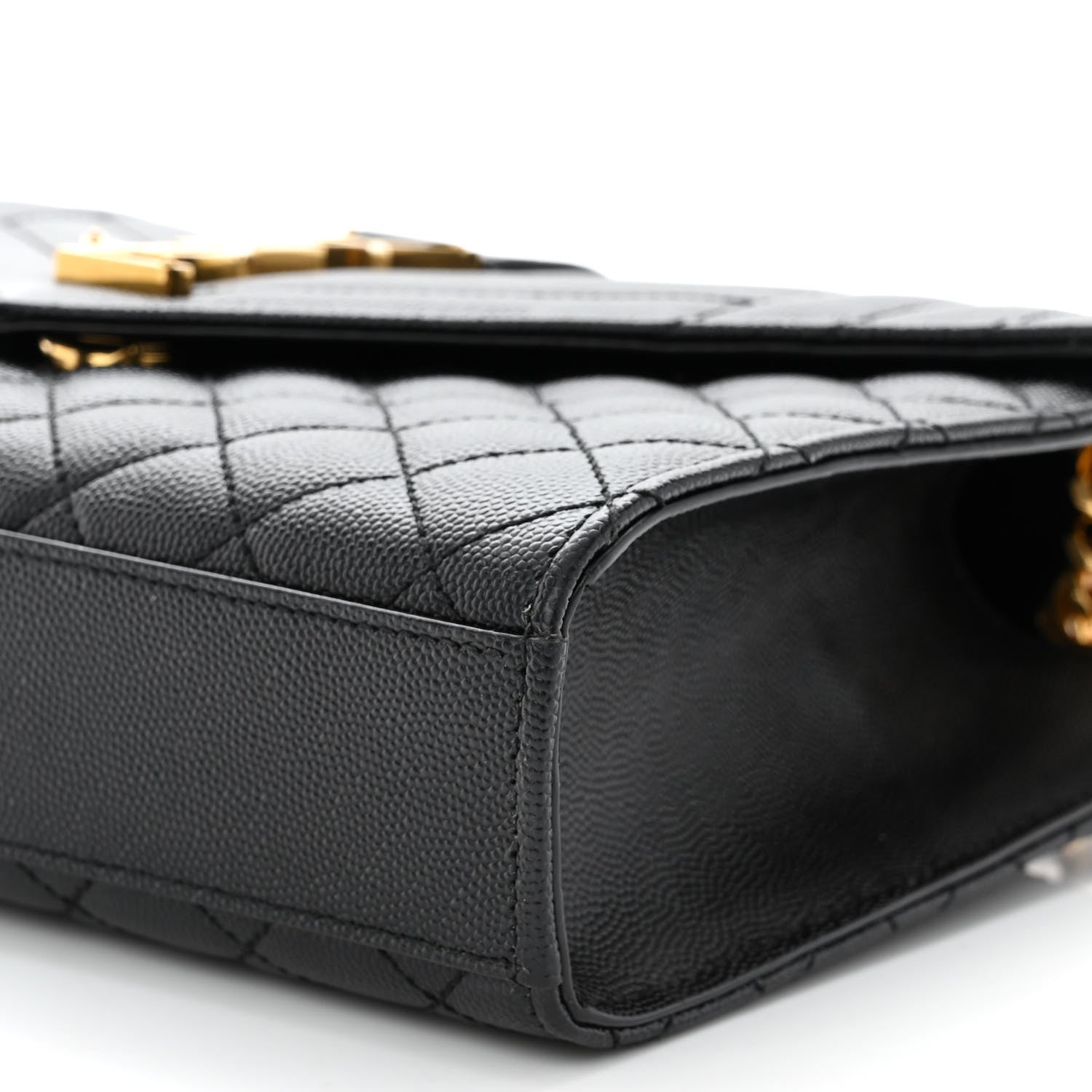 Saint Laurent Grain De Poudre Textured Mixed Matelasse Triquilt Medium Monogram Satchel Black 9 of 10