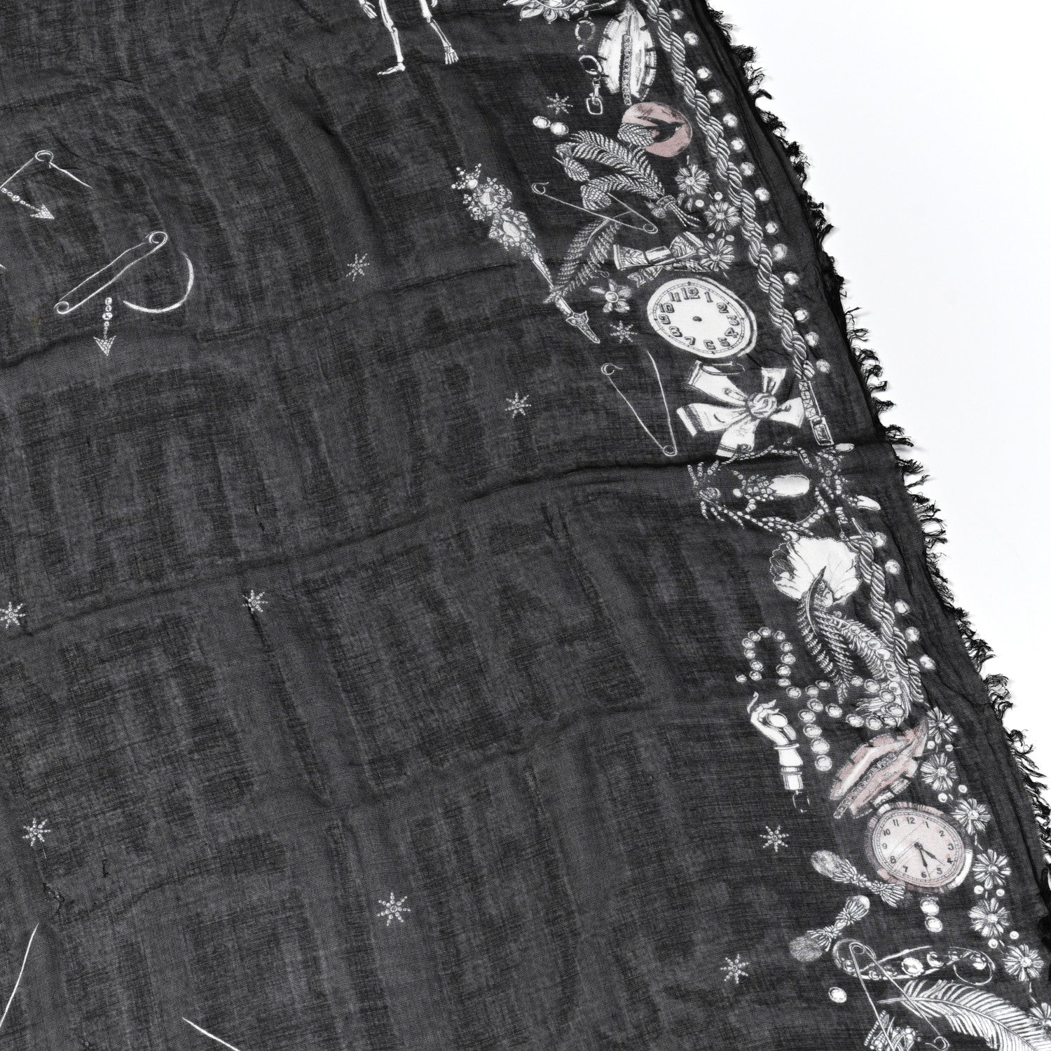 Alexander McQueen Modal Jewelled Skull Scarf Black Multicolor 4 of 5