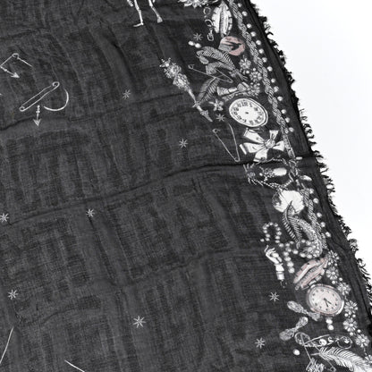 Alexander McQueen Modal Jewelled Skull Scarf Black Multicolor 4 of 5