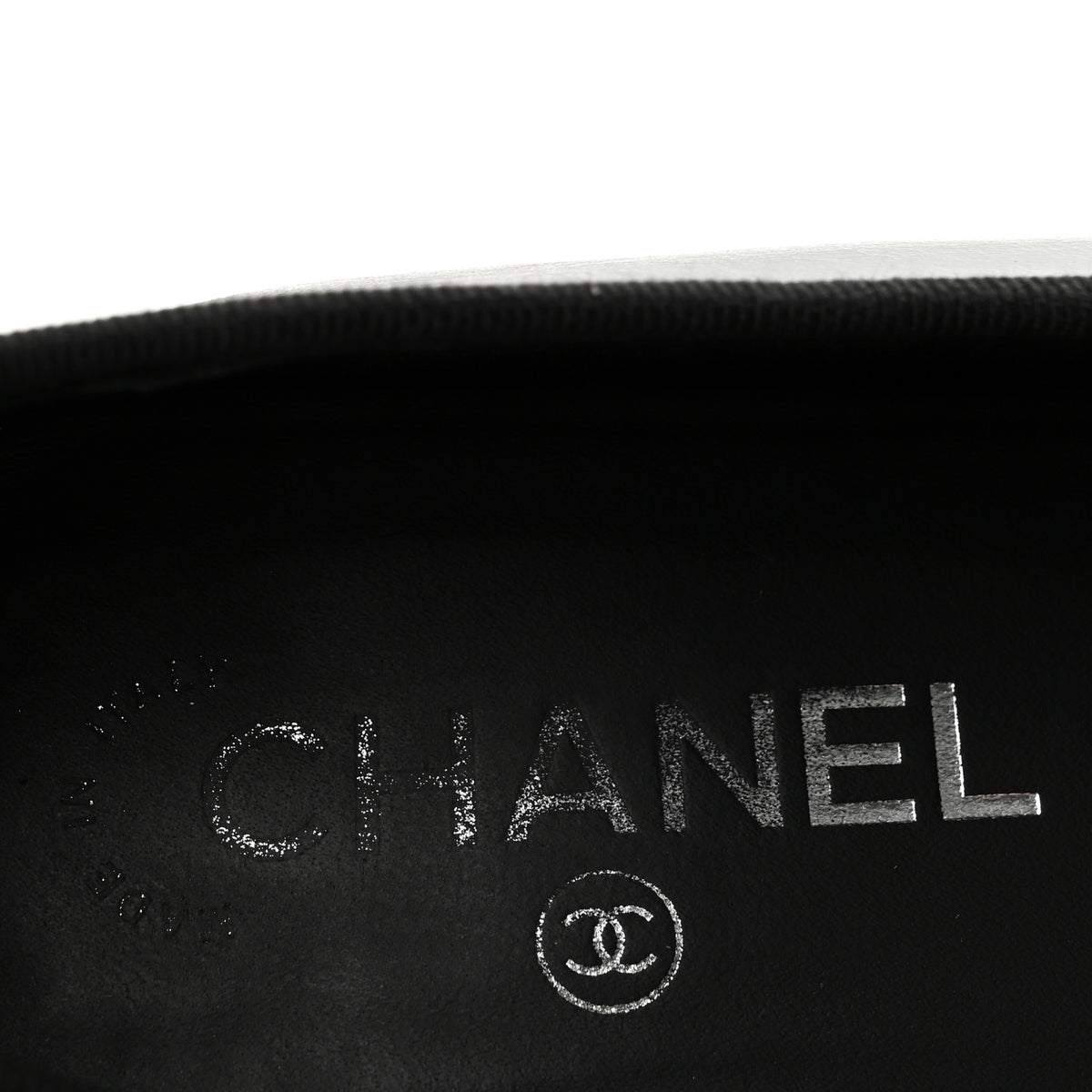 Chanel Crumpled Shiny Lambskin CC Cap Toe Ballerina Flats 37.5 Black White 8 of 10