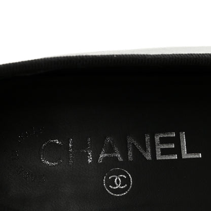 Chanel Crumpled Shiny Lambskin CC Cap Toe Ballerina Flats 37.5 Black White 8 of 10