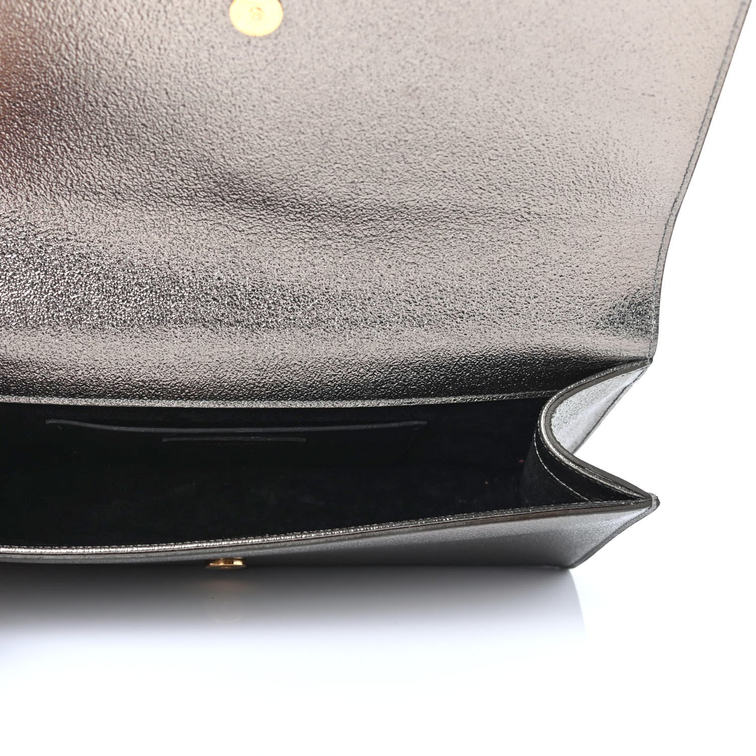 Saint Laurent Metallic Textured Calfskin Classic Monogram Cassandre Clutch Gold 4 of 4