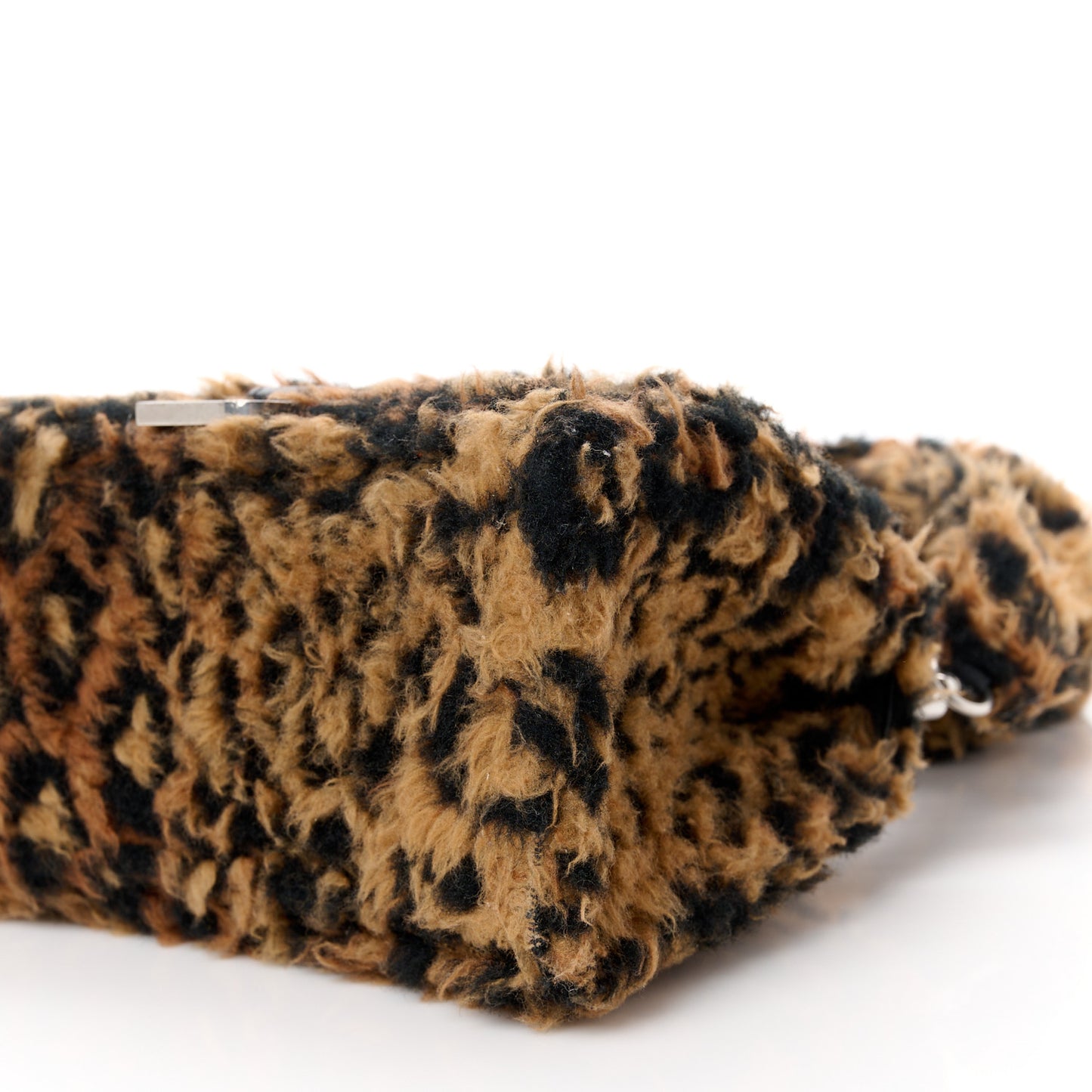 Fleece Leopard Print Small Hourglass Top Handle Bag Brown