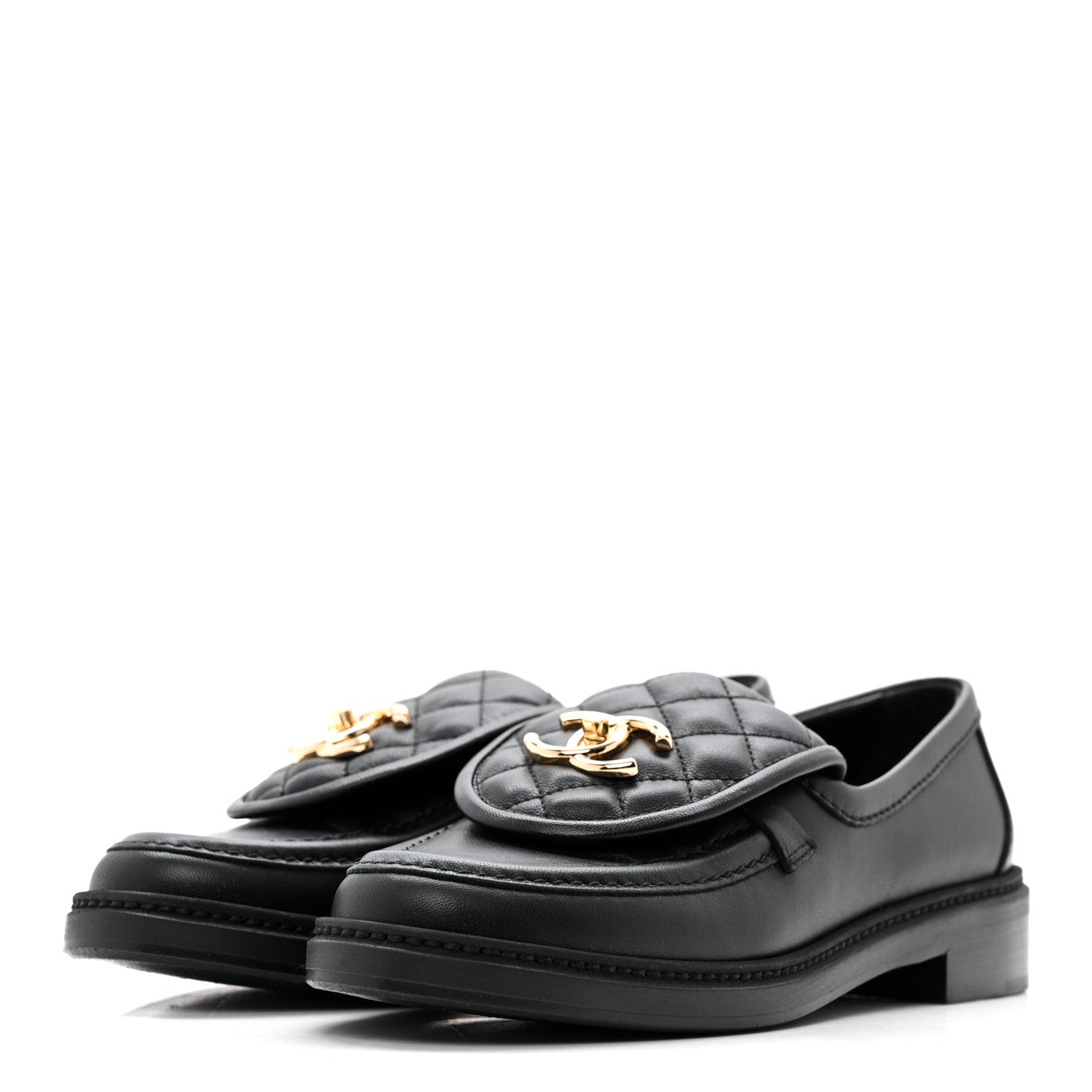 Chanel Lambskin Quilted CC Turnlock Loafers 36 Black 3 of 12
