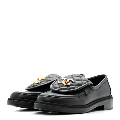 Chanel Lambskin Quilted CC Turnlock Loafers 36 Black 3 of 12