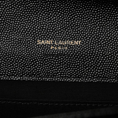 Saint Laurent Grain De Poudre Matelasse Chevron Monogram Envelope Clutch Black 6 of 8