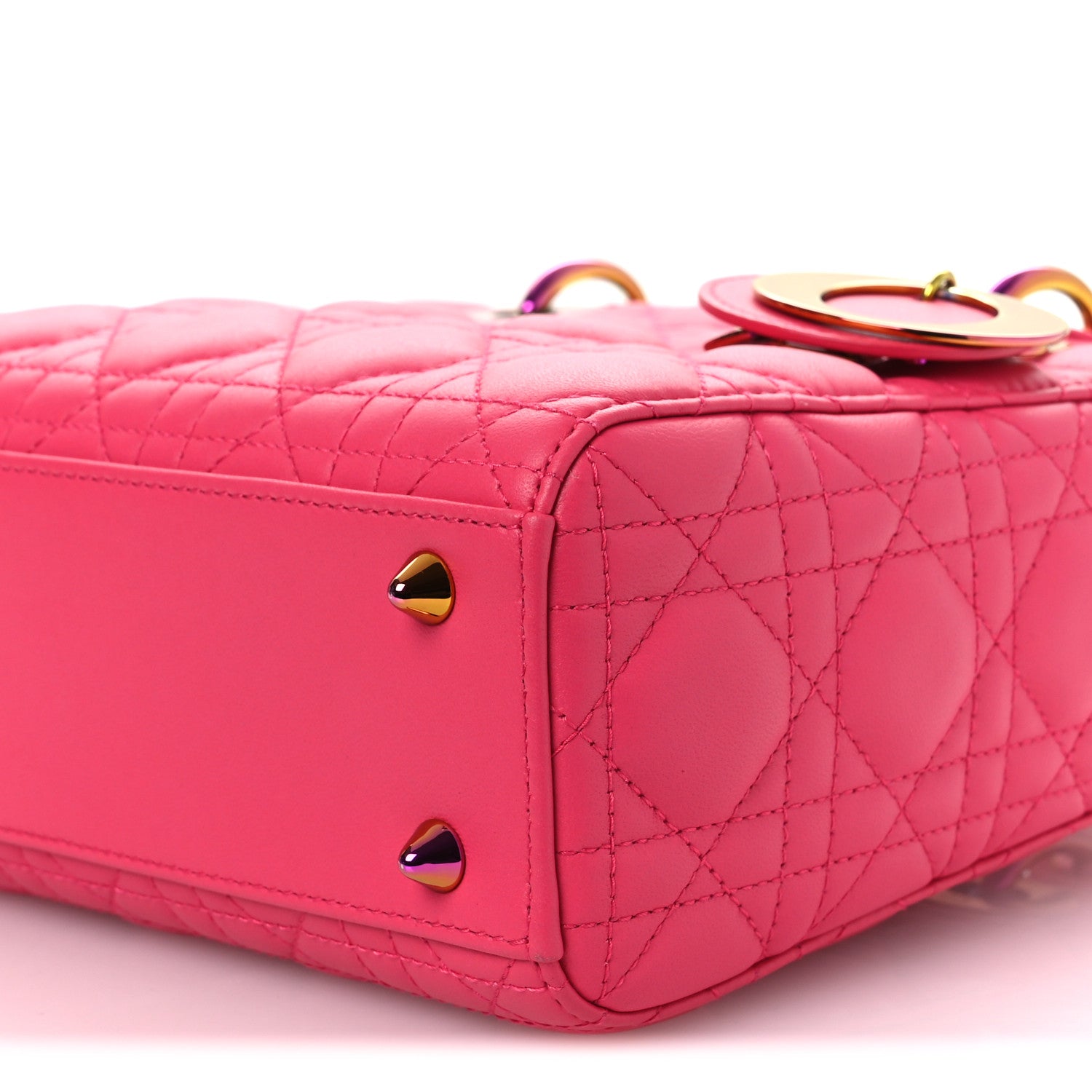 Christian Dior Lambskin Cannage Small Rainbow Lady Dior Pink 10 of 11