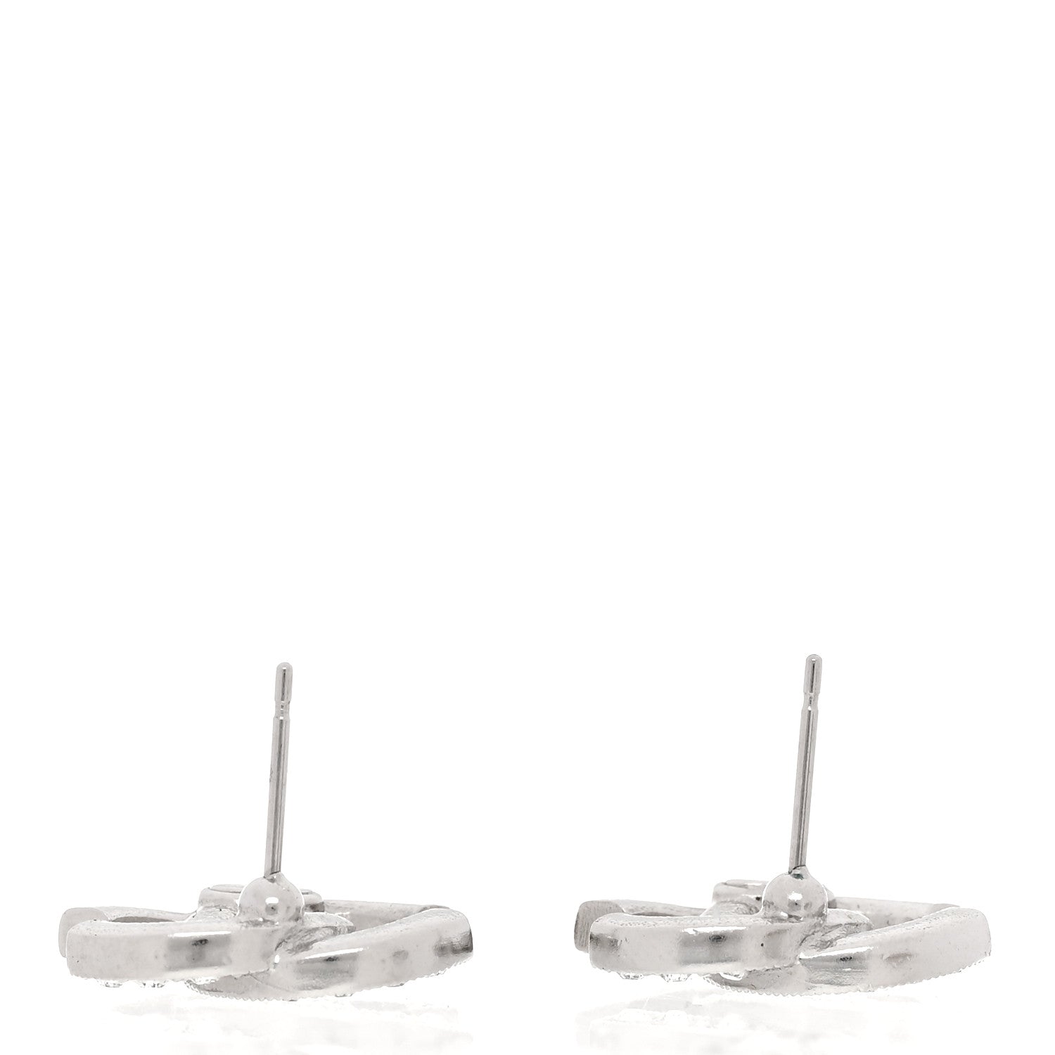 Chanel Crystal Mini Timeless CC Earrings Silver 4 of 5