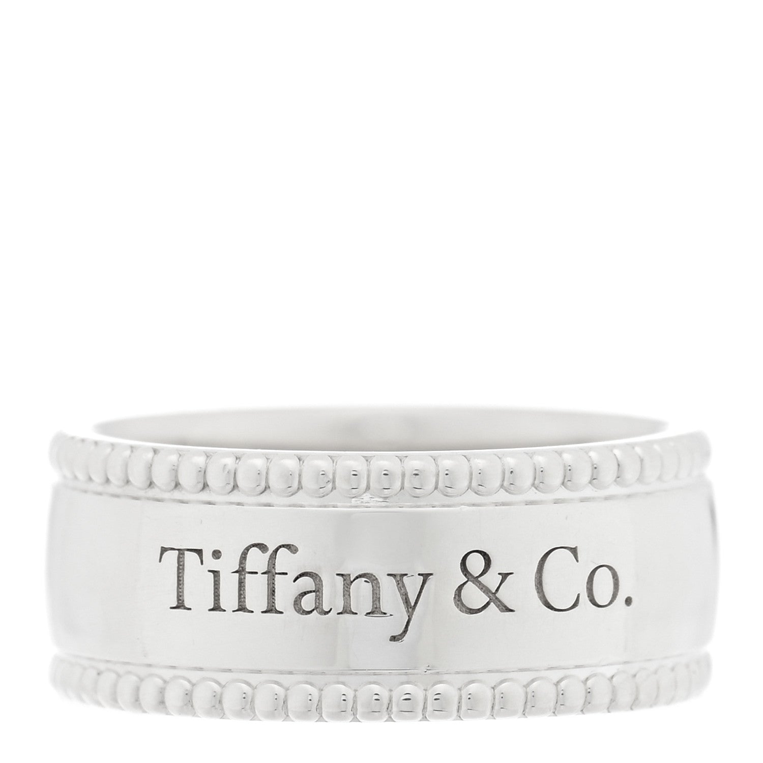 Tiffany Sterling Silver Milgrain Logo Band Ring 53 6.25 1 of 4