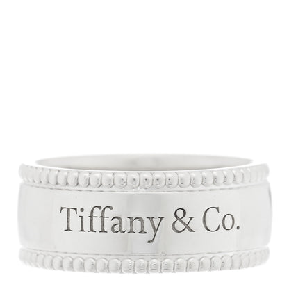Tiffany Sterling Silver Milgrain Logo Band Ring 53 6.25 1 of 4