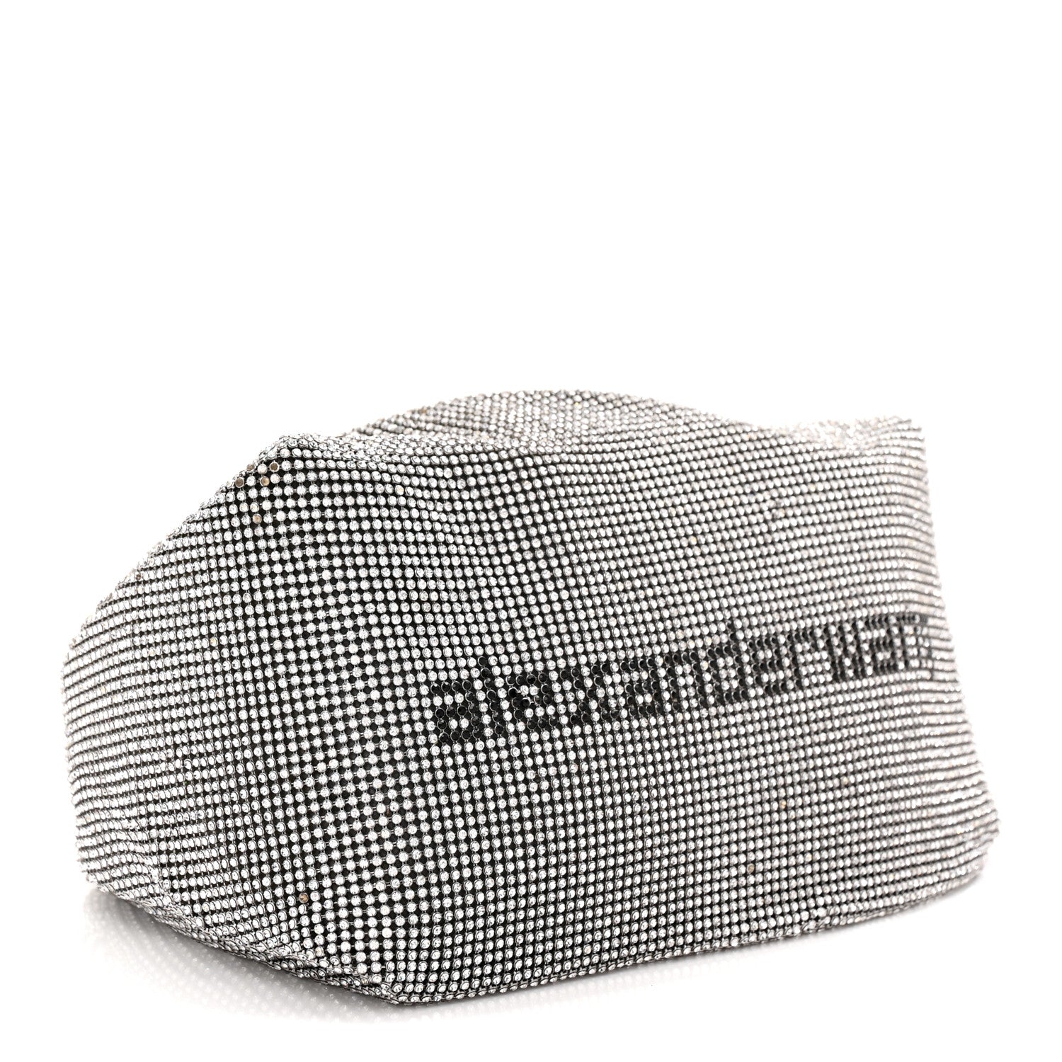 Alexander Wang Mesh Crystal Rhinestone Mini Scrunchie Clutch Black Silver 4 of 13