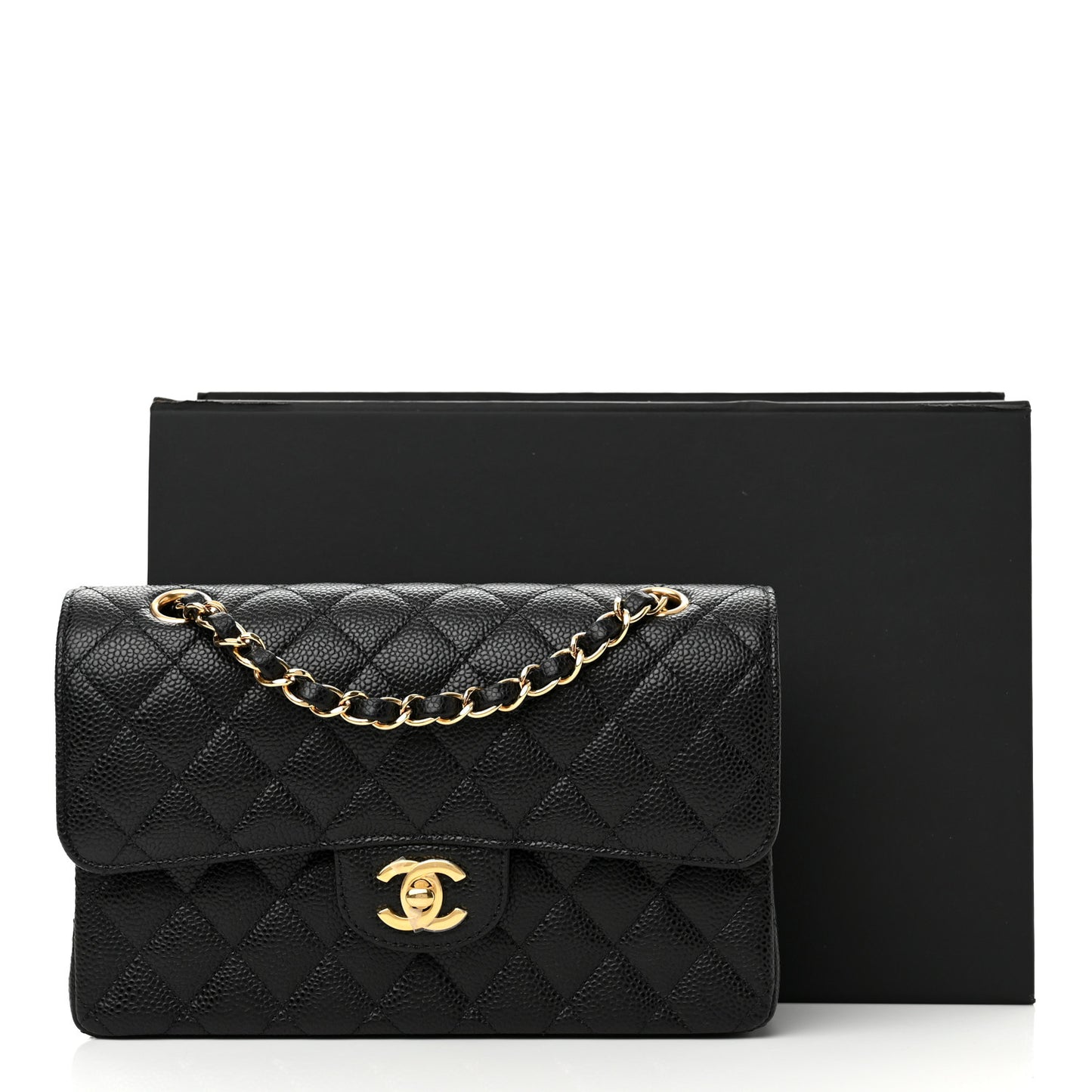 Caviar Quilted Small Double Flap Black