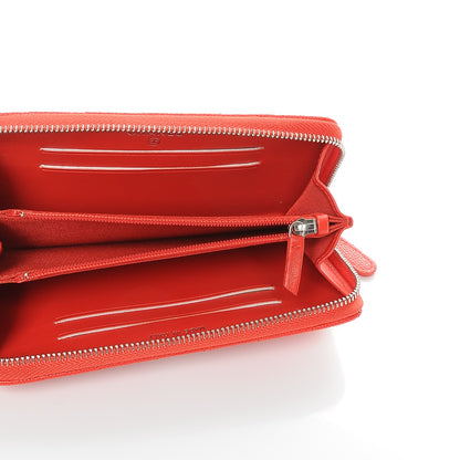 Chanel Caviar Chevron Quilted Small Zip Around Wallet Red 5 of 9