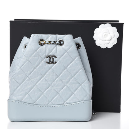 Chanel Aged Calfskin Quilted Small Gabrielle Backpack Light Blue 10 of 10