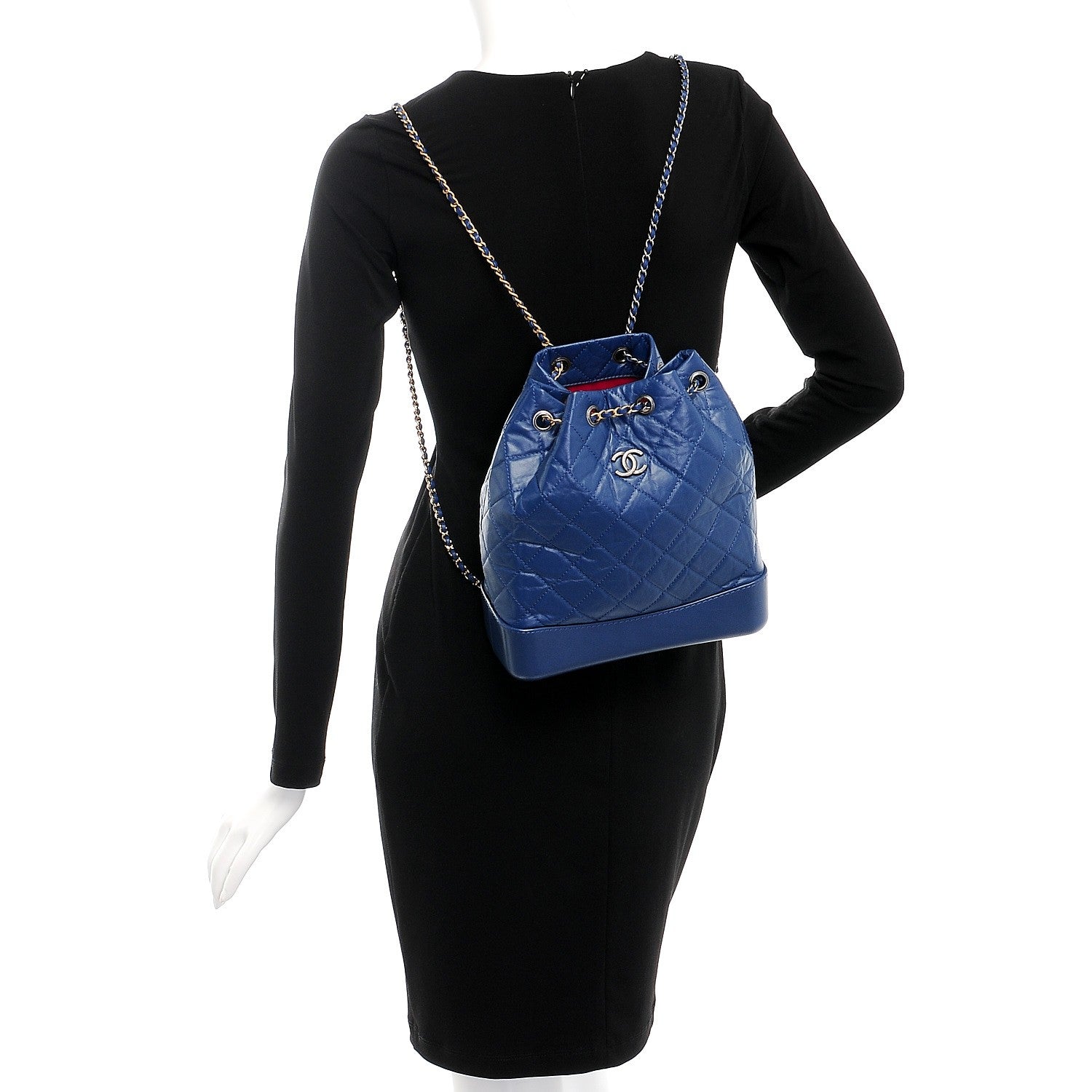 Chanel Aged Calfskin Quilted Gabrielle Backpack Dark Blue 2 of 8