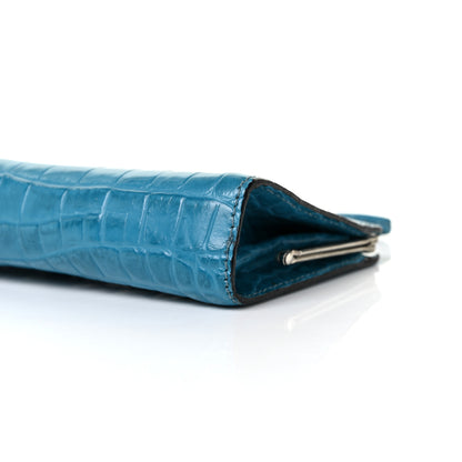 Burberry Crocodile Embossed Calfskin Wristlet Clutch Blue 8 of 8