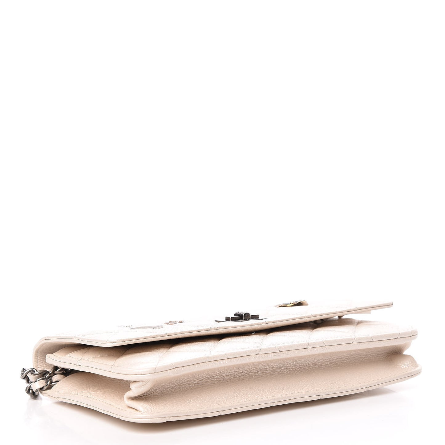 Metallic Calfskin Lucky Charms Casino 2.55 Reissue Wallet On Chain WOC Ivory
