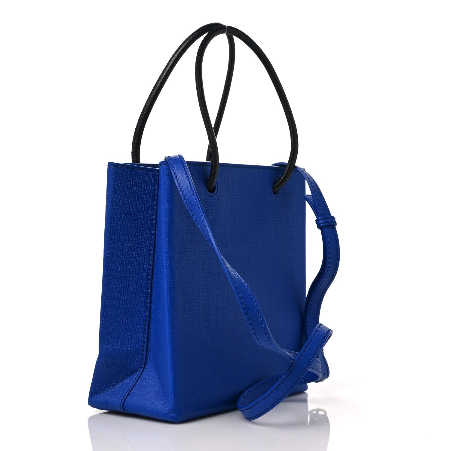 Balenciaga Squared Calfskin Logo Shopping Tote XXS Electric Bleu 3 of 9