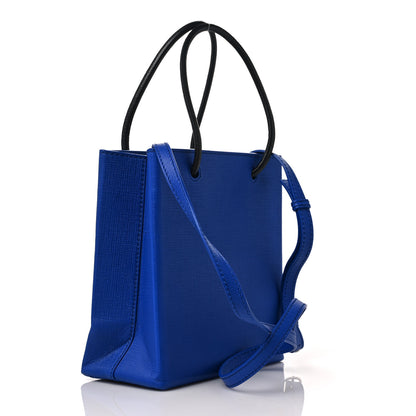 Balenciaga Squared Calfskin Logo Shopping Tote XXS Electric Bleu 3 of 9