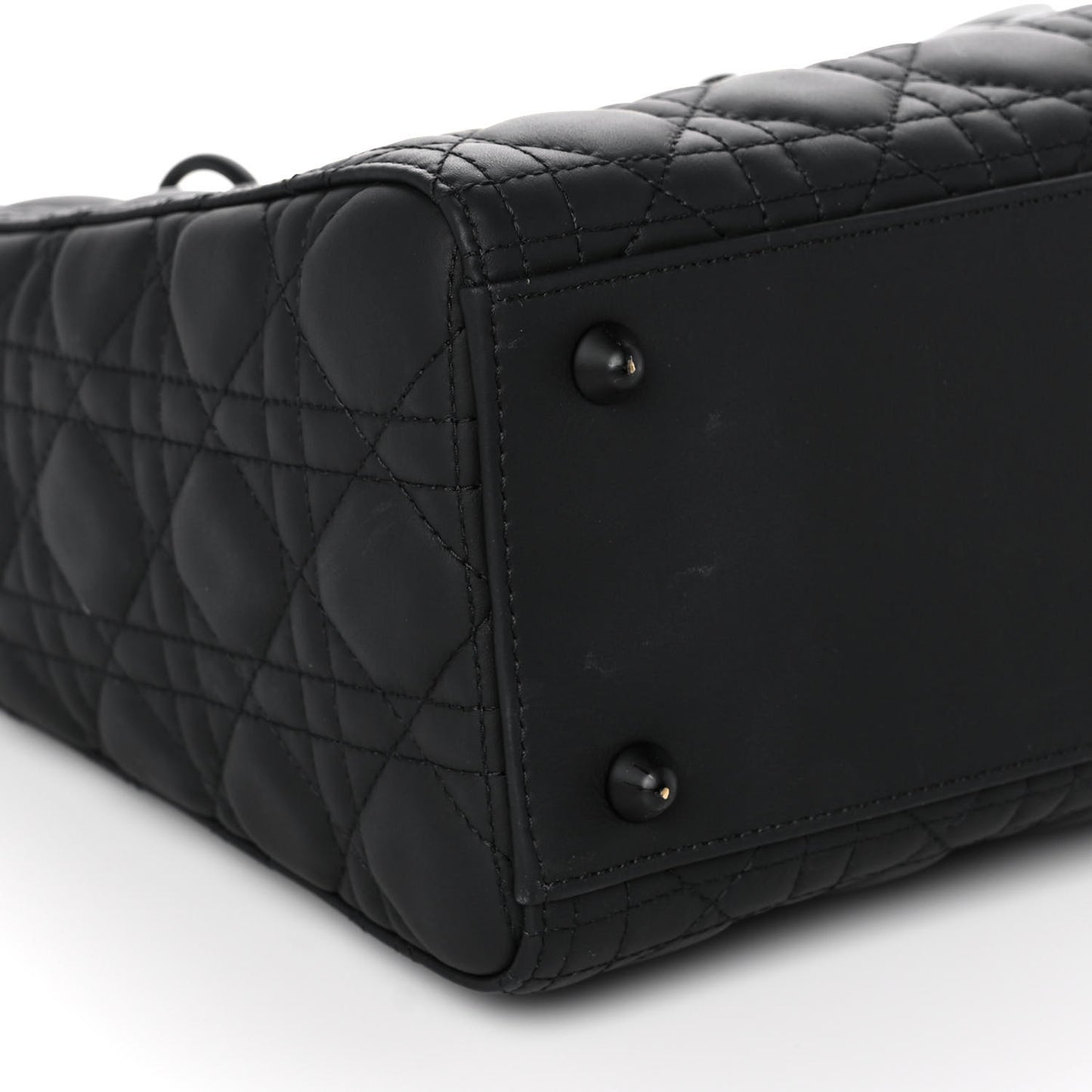 Ultra Matte Calfskin Cannage Large Lady Dior Black