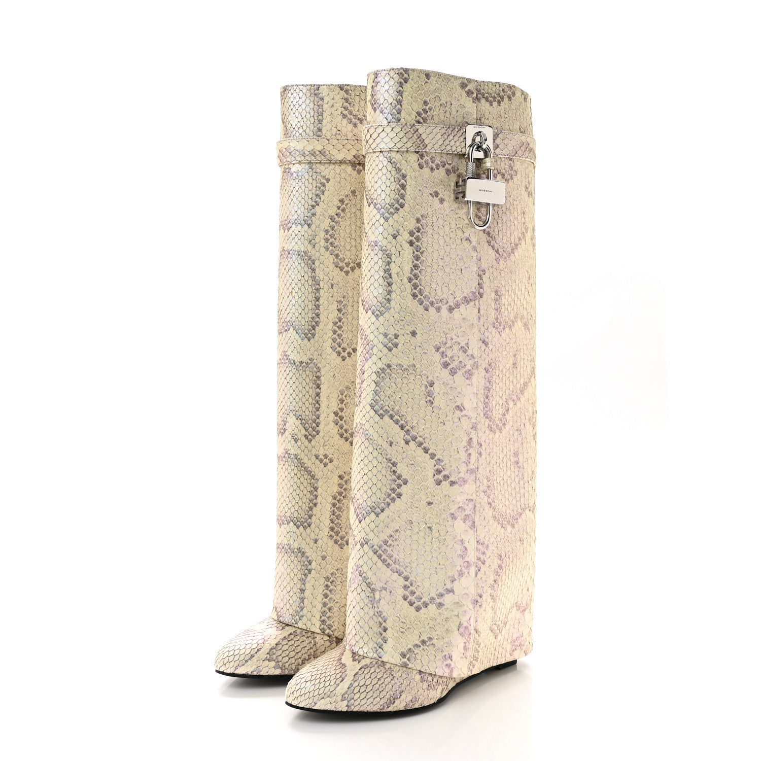 Givenchy Snakeskin Shark Lock Pant Boots 39 Natural Biege 4 of 9