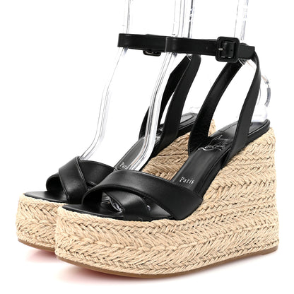 Christian Louboutin Goatskin Mariza Zeppa 130 Espadrille Sandals 37 Black 4 of 9