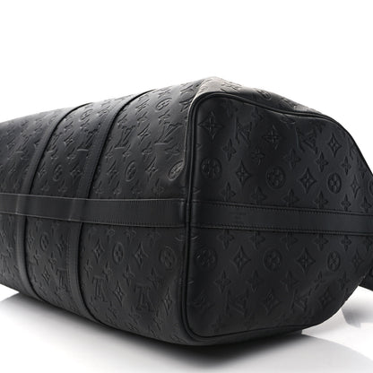 Louis Vuitton Calfskin Shadow Monogram Keepall Bandouliere 50 Black 8 of 10