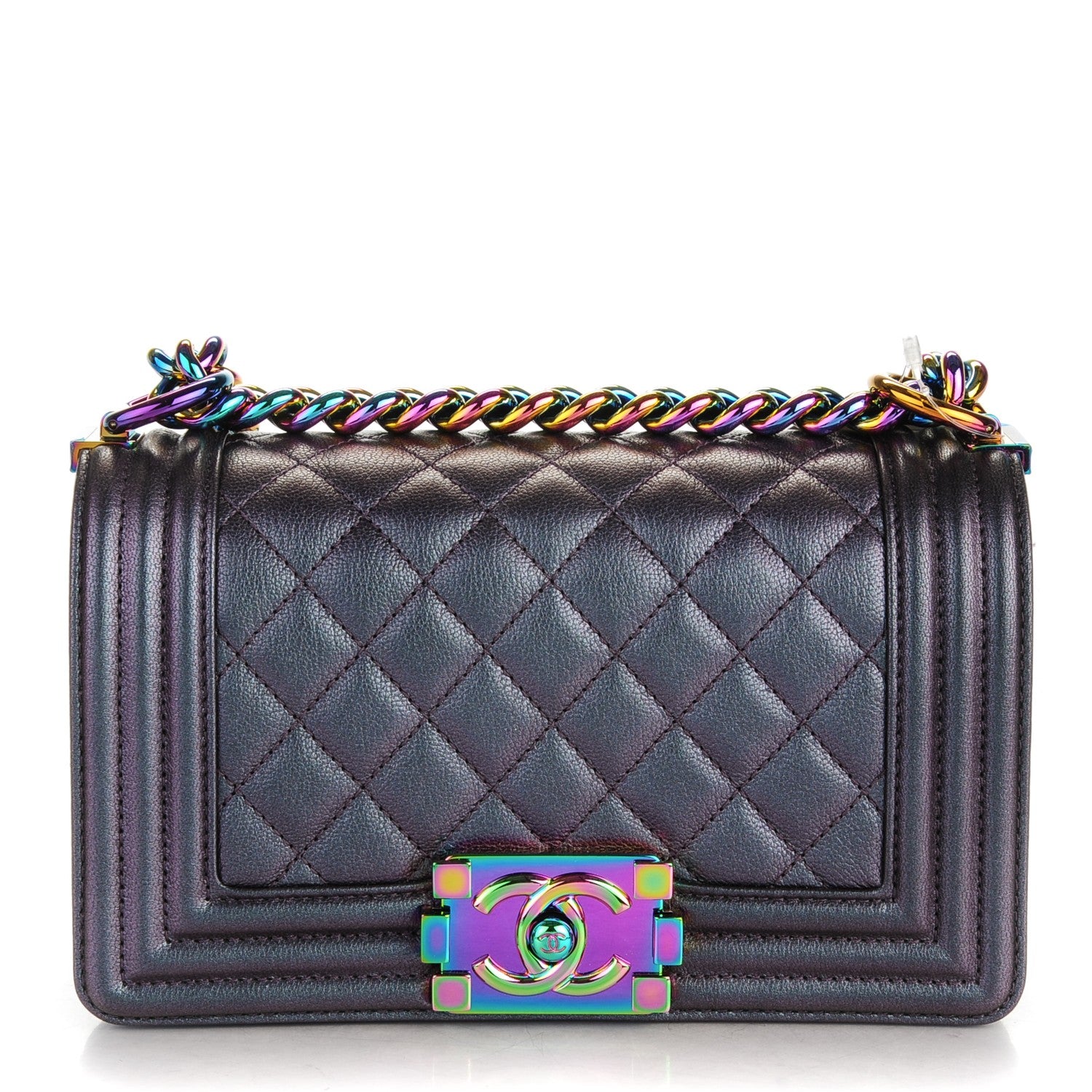 Chanel Iridescent Goatskin Quilted Small Boy Flap Purple 1 of 7