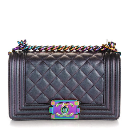 Chanel Iridescent Goatskin Quilted Small Boy Flap Purple 1 of 7
