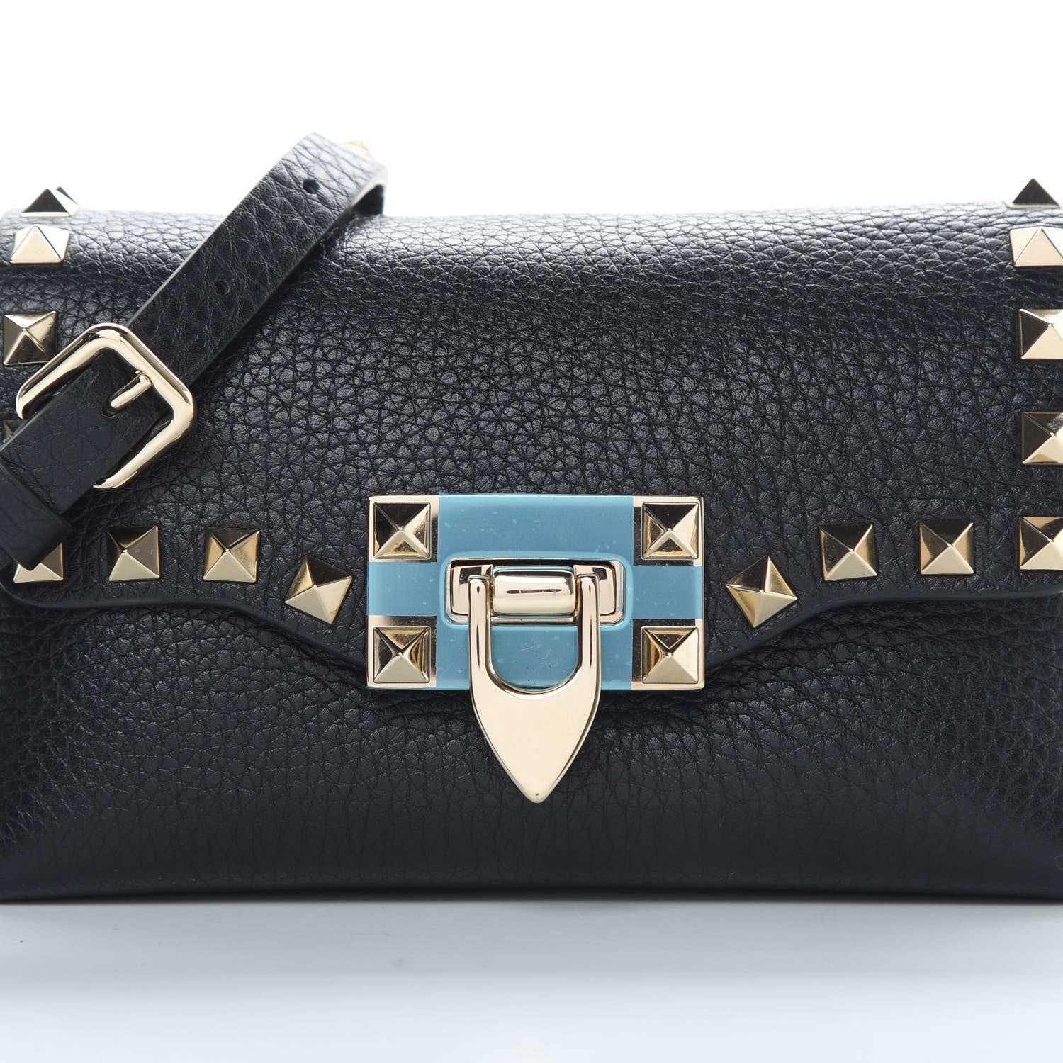 Valentino Garavani Pebbled Calfskin Mini Rockstud Crossbody Bag Black 7 of 9