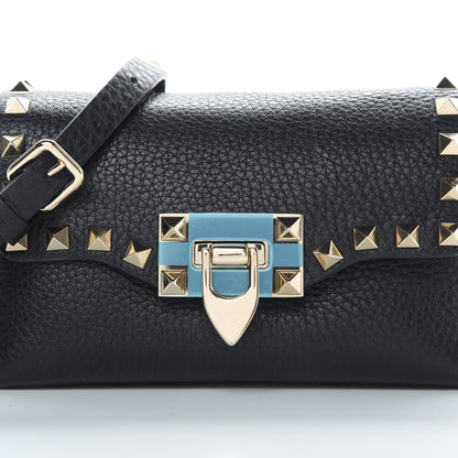 Valentino Garavani Pebbled Calfskin Mini Rockstud Crossbody Bag Black 7 of 9