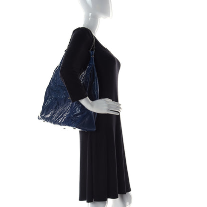Chanel Aged Calfskin Quilted Coco Supple Hobo Navy Blue 3 of 10