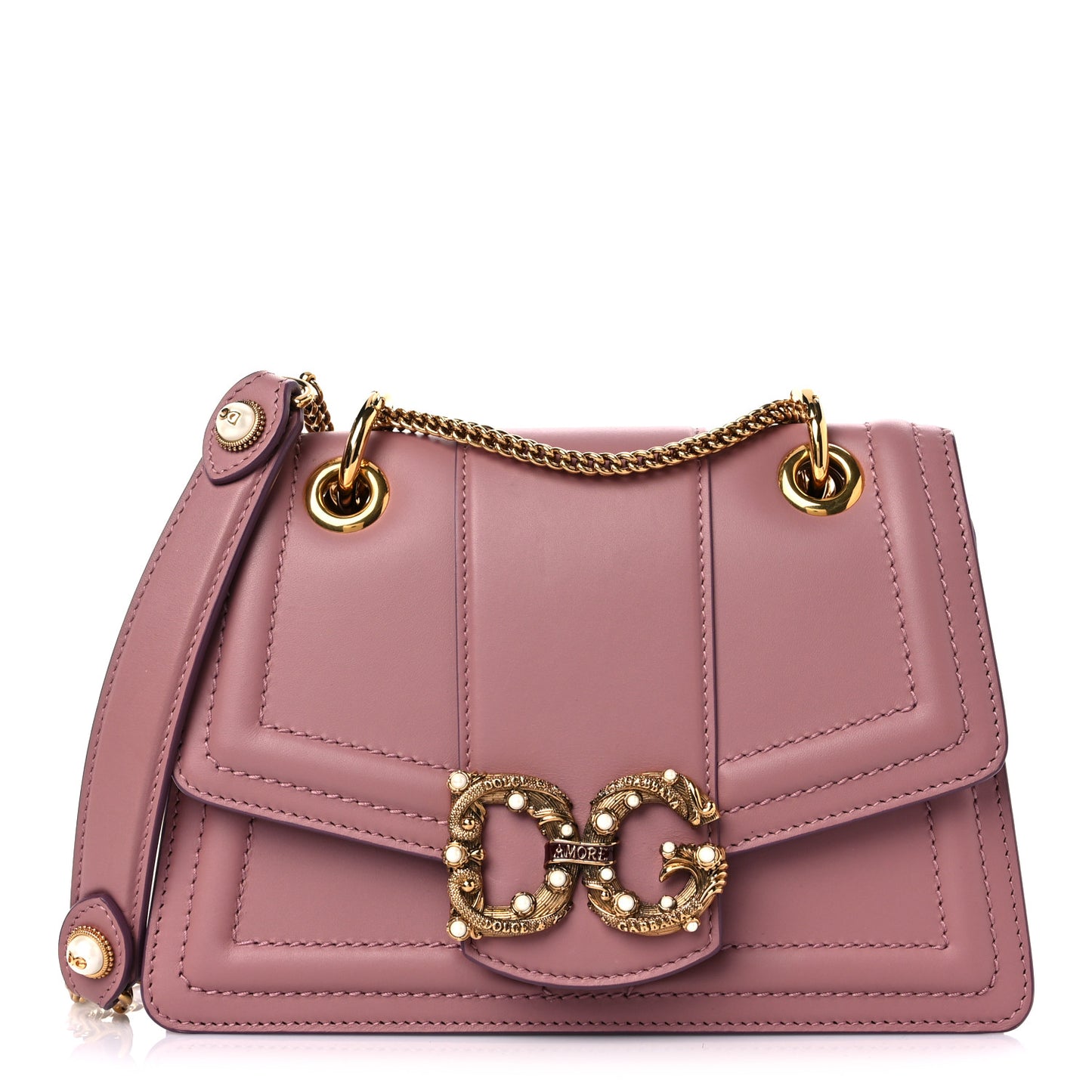 Smooth Calfskin Small DG Amore Envelope Bag Pink