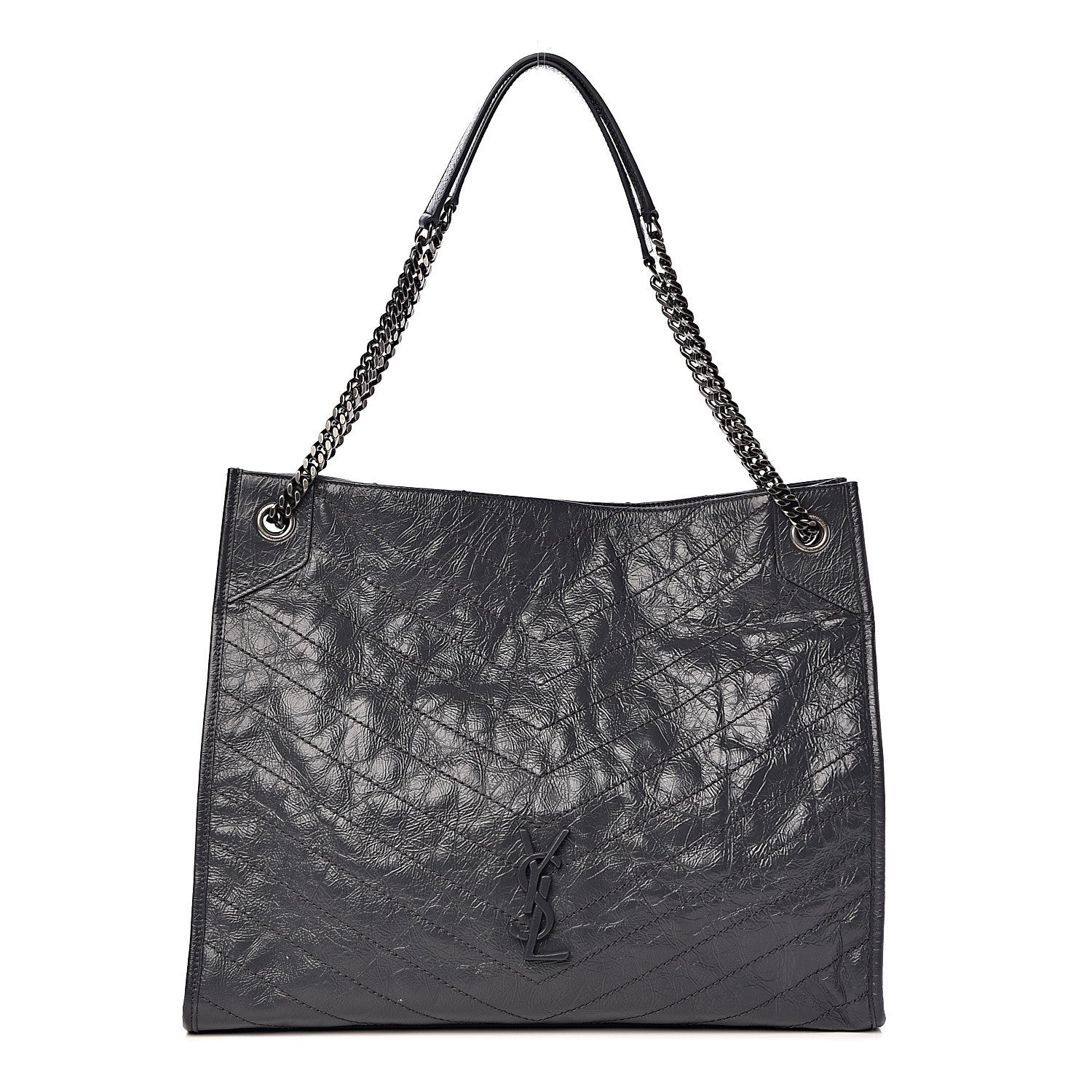 Saint Laurent Crinkled Calfskin Matelasse Monogram Niki Shoulder Bag Storm 1 of 10